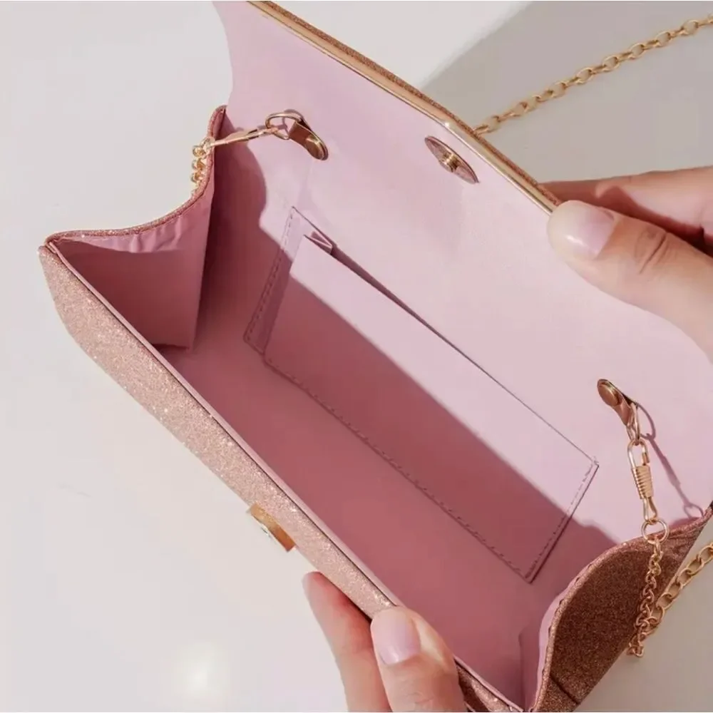 Gold Glitter Sparkling Evening Clutch Bag